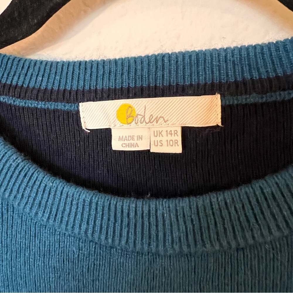 Boden Knit Dress Size 10R Wool Cashmere Teal and Navy Blue Colorblock